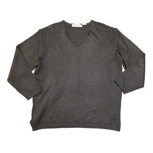 Carolyn Taylor Womens V-Neck Pullover Sweater Dark Green Size XL Classic Knit